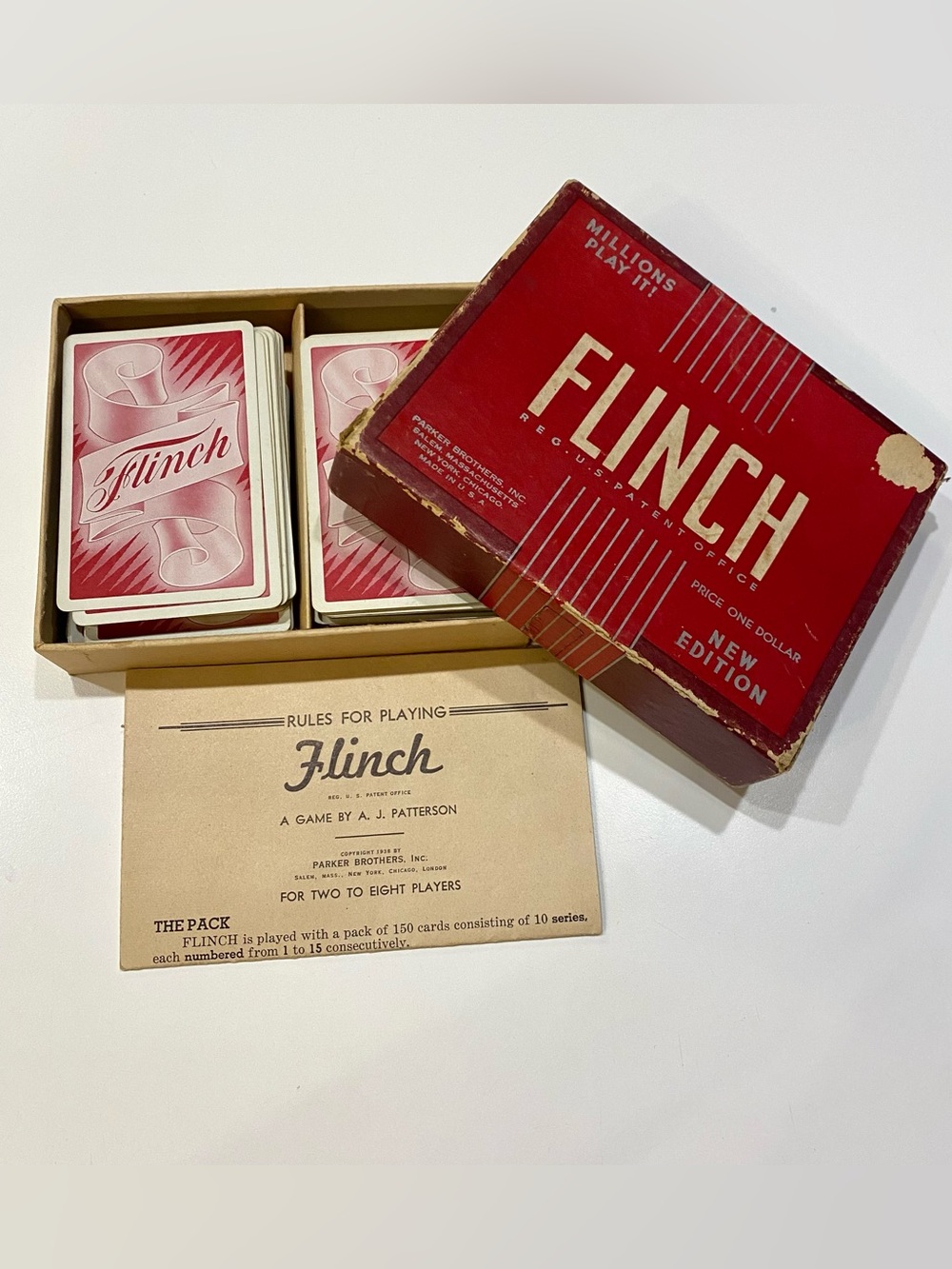 Vintage Flinch Card Game by Parker Brothers- Complete Red Edition